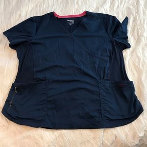 Beyond Scrubs Mock Wrap Scrub Top Navy